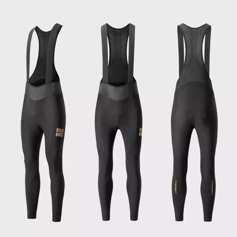 ROCKBROS YDCK012-1 Culotte corto con tirantes de ciclismo hombre con forro polar y badana, largo, negro, talla XL