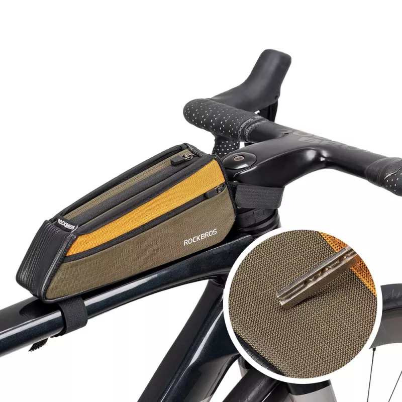 ROCKBROS Bolsa de tubo superior para bicicleta 0,25L verde/naranja