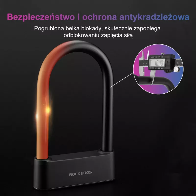 Rockbros SMART Candado de cable para bicicleta con huella dactilar y Bluetooth 100 cm negro