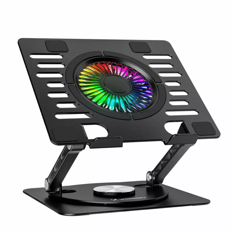 Wozinsky WDCX-X16-AS CoolBase Soporte de refrigeración RGB giratorio 360° para portátil y tablet - negro