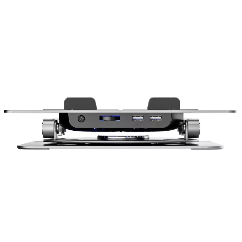 Wozinsky WDCX-X16-AS CoolBase Soporte de refrigeración RGB giratorio 360° para portátil y tablet - plateado