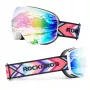 ROCKBROS SP284 Gafas de esquí para niños - Montura blanco mate, lente PC gris con espejo flor de cerezo rosa