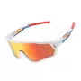 ROCKBROS SP383 Shining Warrior Gafas de ciclismo - Montura blanco mate, lentes polarizadas rojas