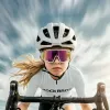 ROCKBROS SP383 Shining Warrior Gafas de ciclismo - Montura blanco mate, lentes polarizadas rojas