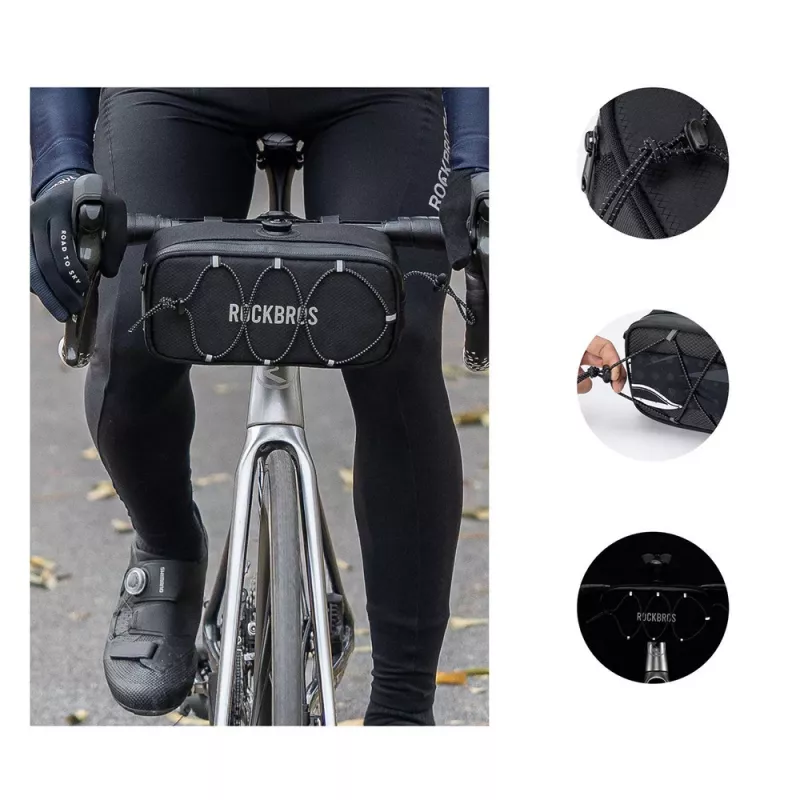 Rockbros TL001 Road to Sky 1.9L Bolsa de manillar para bicicleta impermeable – Negro