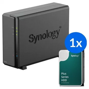 Synology DS124 + 1x HAT3310-12T (12TB) NAS de sobremesa de 1 bahía