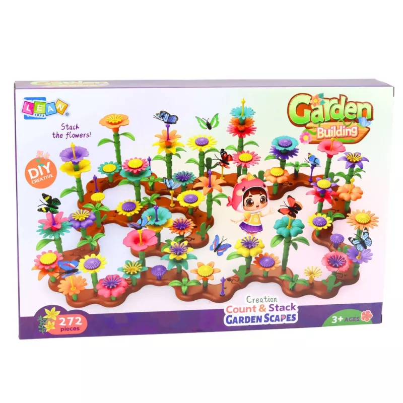 LEAN TOYS Set de bloques de construcción creativos flores y plantas de jardín 3D 272 uds.