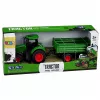 LEAN TOYS Tractor agrícola con remolque basculante, ruedas de goma, verde, 1:24