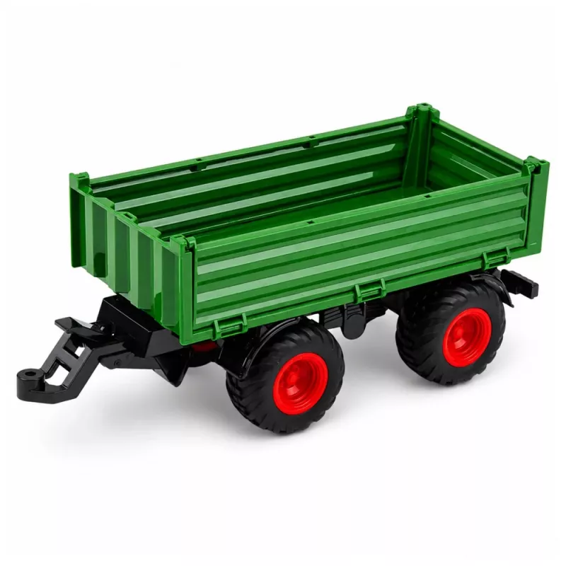 LEAN TOYS Tractor agrícola con remolque basculante, ruedas de goma, verde, 1:24