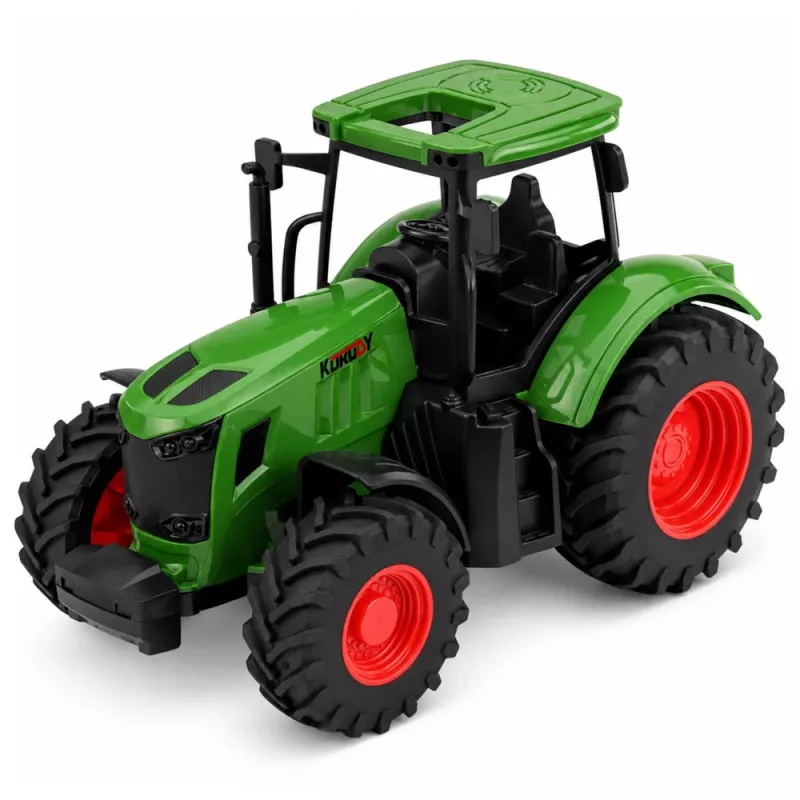 LEAN TOYS Tractor agrícola con remolque basculante, ruedas de goma, verde, 1:24