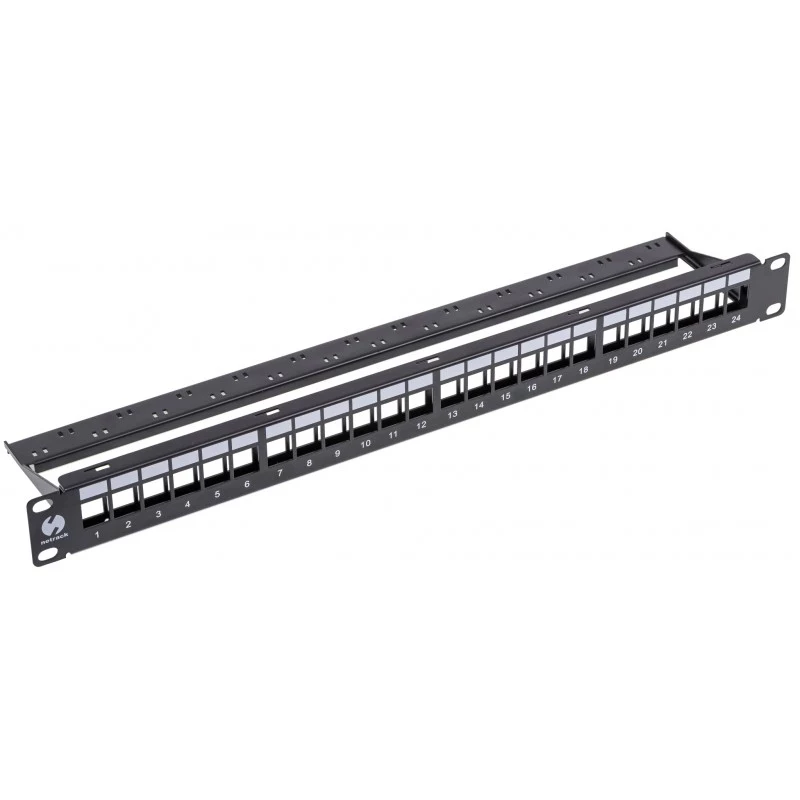 NETRACK 104-20 panel de parcheo Keystone de 24 puertos 1U 19 pulgadas negro
