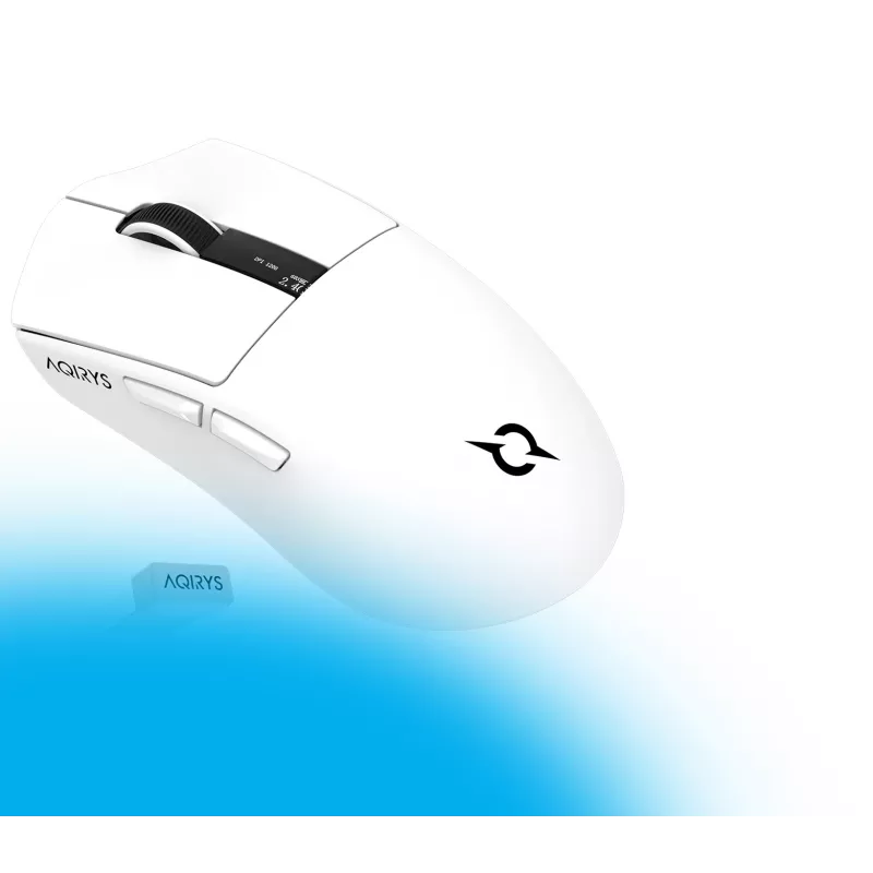 AQIRYS Zephyr ratón gaming inalámbrico, 2,4 GHz + Bluetooth, 26000 DPI, blanco