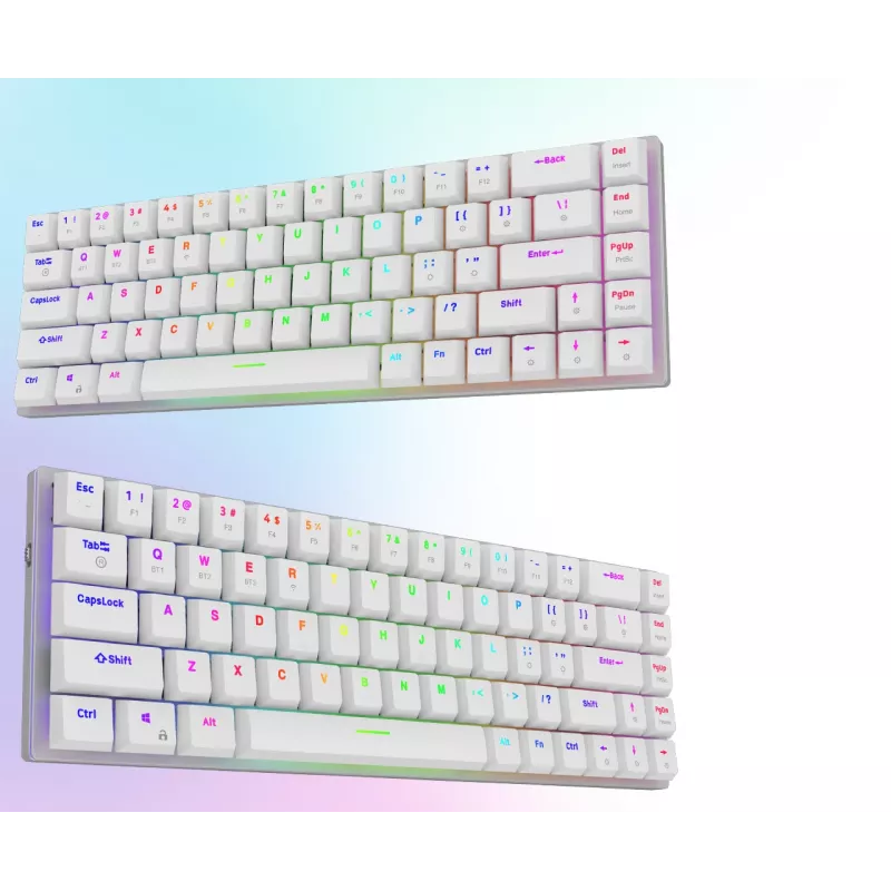 AQIRYS Agena Teclado mecánico inalámbrico 65% Low-Profile, interruptores Gateron Red, blanco