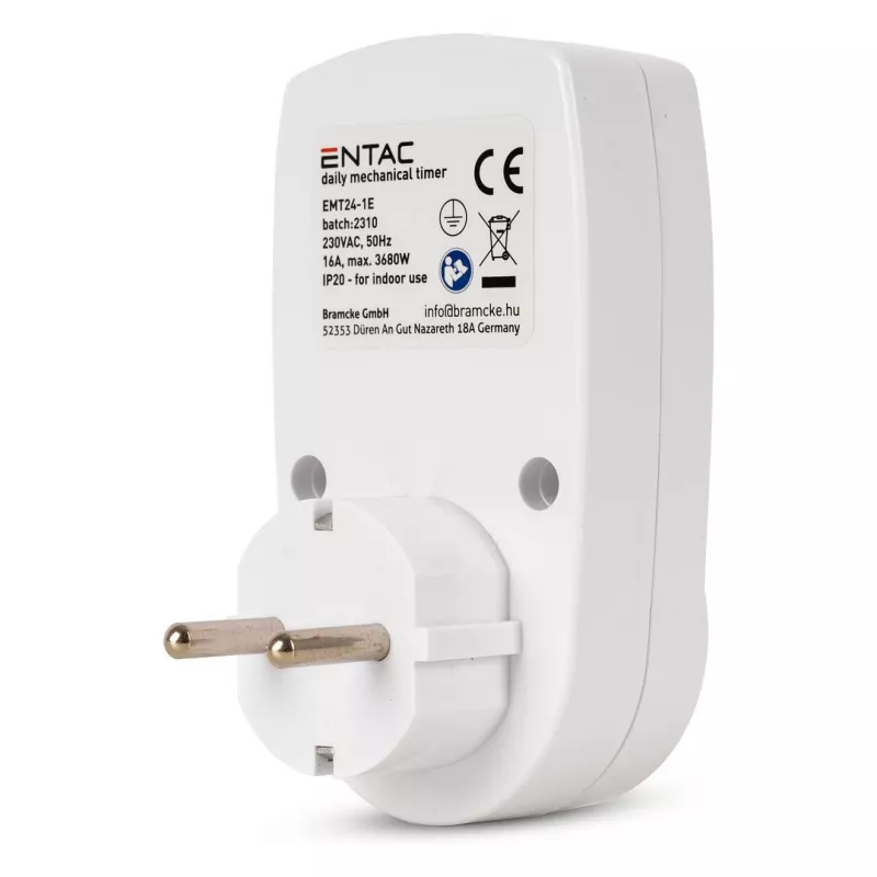 ENTAC Temporizador Mecánico Mini 24 Horas 24 Programas