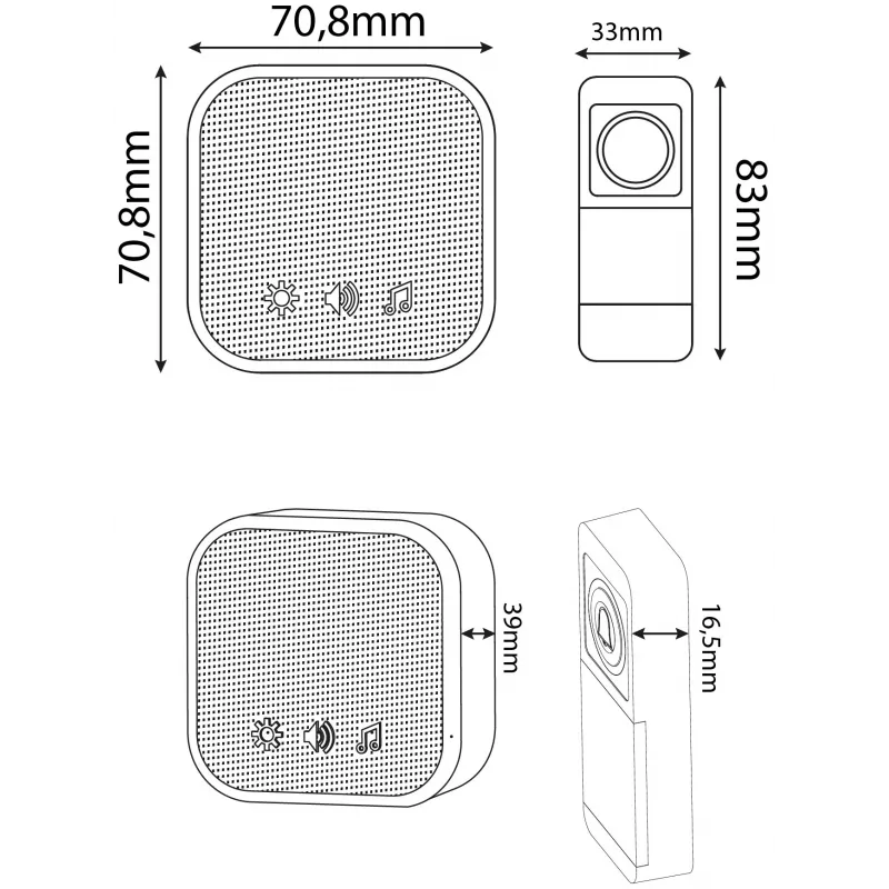 ENTAC Timbre Inalámbrico Emisor Enchufable AC IP44 con 1x Batería CR2032