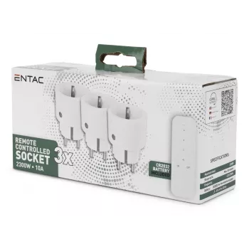 ENTAC Set de Enchufes Inalámbricos Pack de 3 Blanco