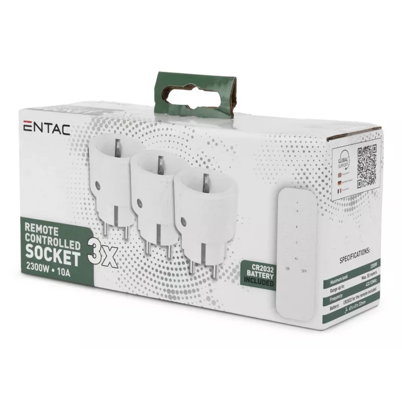 ENTAC Set de Enchufes Inalámbricos Pack de 3 Blanco