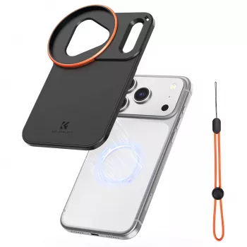 Funda protectora de fotografía KF con soporte de objetivo de 58 mm para Apple iPhone 17 Pro Max - Negra