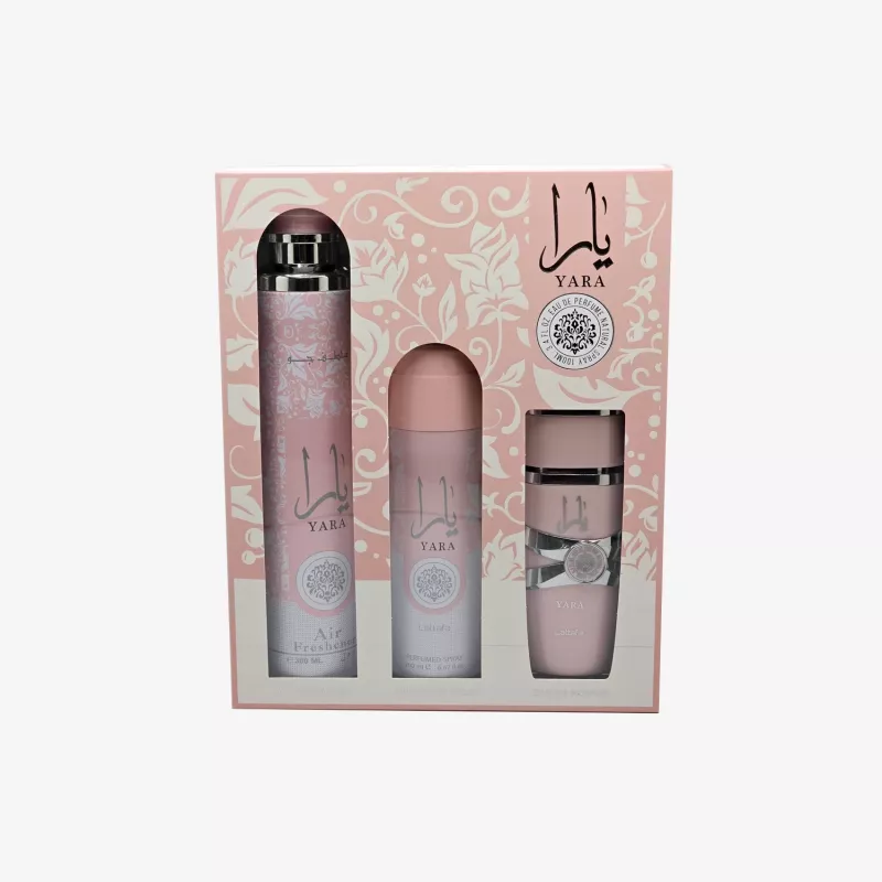 Lattafa Yara Eau de Parfum 100ml + Deodorant Spray 200ml + Air Freshener 300ml Set de regalo