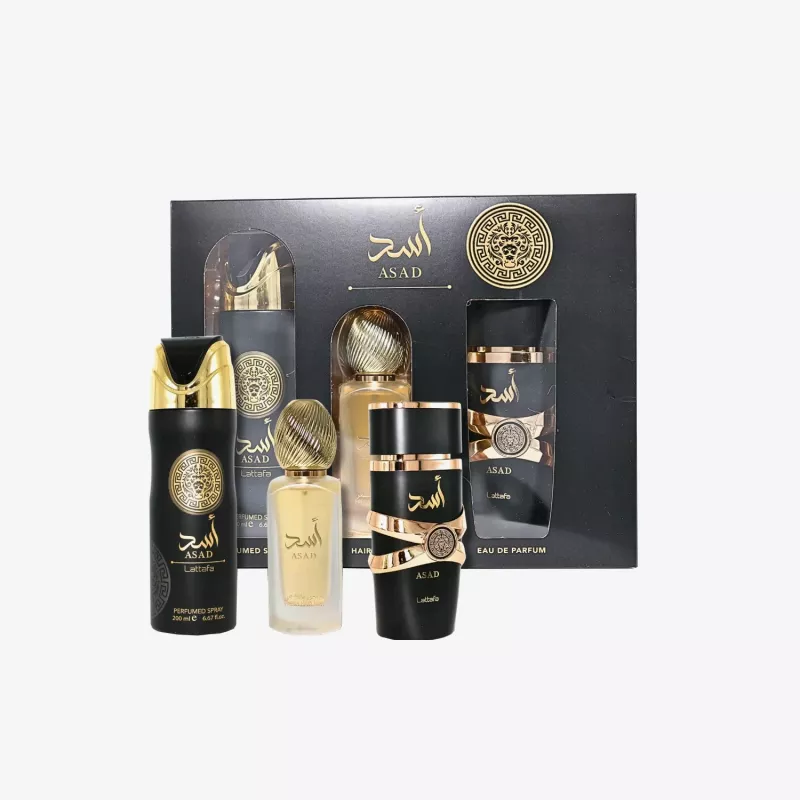 Lattafa Asad Eau de Parfum 100ml + Deodorant Spray 200ml + Ambientador en spray 300ml Set de regalo