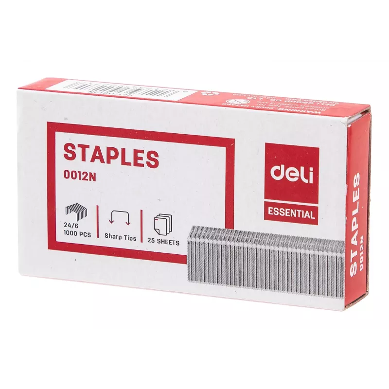 Deli ESSENTIAL grapas 24/6, 1000 uds., acero galvanizado, plata