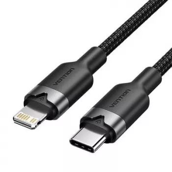 VENTION LALBH cable USB-C a Lightning 2m negro certificado MFi carga rápida