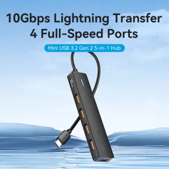 VENTION hub USB-C a USB 3.2 Gen 2 con 100W PD, 0,15m, negro