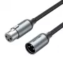 VENTION BKHHI cable de micrófono XLR 3m negro trenzado de nailon con conectores de aluminio