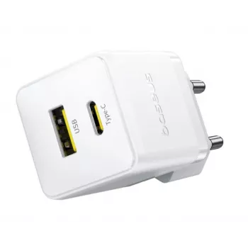 Baseus Palm 30W Cargador de Pared USB-C USB-A Blanco Enchufe EU