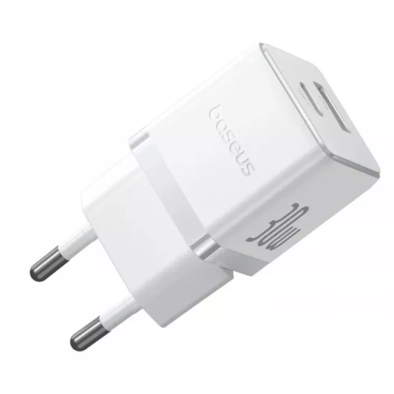 Baseus Palm 30W Cargador de Pared USB-C USB-A Blanco Enchufe EU