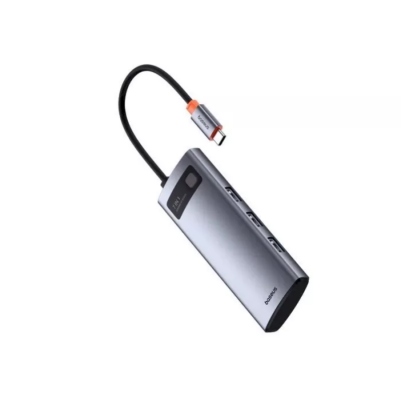 Baseus Metal Gleam Hub USB-C 7 en 1 HDMI 4K 60Hz 3x USB 3.0 USB-C PD SD microSD Gris
