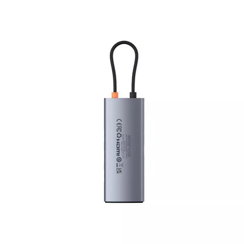 Baseus Metal Gleam Hub USB-C 7 en 1 HDMI 4K 60Hz 3x USB 3.0 USB-C PD SD microSD Gris