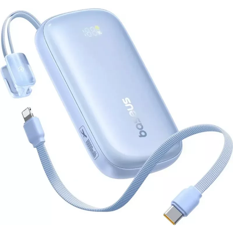 Baseus EnerFill FC21 Qpow 3 Ultra 10000 mAh 45W batería externa con cable USB-C/Lightning extraíble - azul