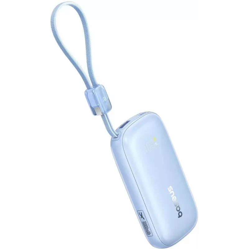 Baseus EnerFill FC21 Qpow 3 Ultra 10000 mAh 45W batería externa con cable USB-C/Lightning extraíble - azul