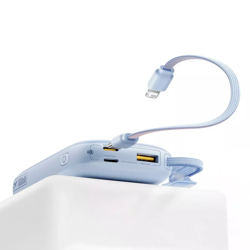 Baseus EnerFill FC21 Qpow 3 Ultra 10000 mAh 45W batería externa con cable USB-C/Lightning extraíble - azul