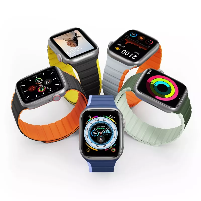 Dux Ducis Correa magnética para Apple Watch SE, Series 9, 8, 7, 6, 5, 4, 3, 2, 1 (41, 40, 38 mm) versión LD - Negro-Amarillo