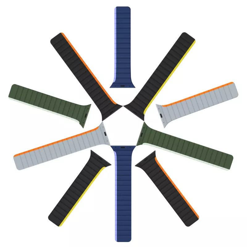 Dux Ducis Correa magnética para Apple Watch SE, Series 9, 8, 7, 6, 5, 4, 3, 2, 1 (41, 40, 38 mm) versión LD - Negro-Amarillo