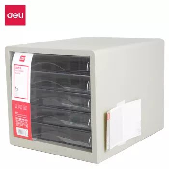 Deli Unidad de cajones de escritorio 5 cajones 27,5x34x26 cm Gris claro