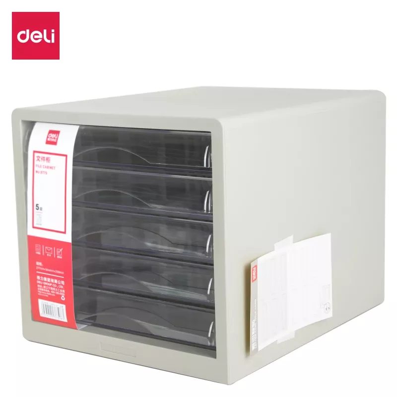 Deli Unidad de cajones de escritorio 5 cajones 27,5x34x26 cm Gris claro