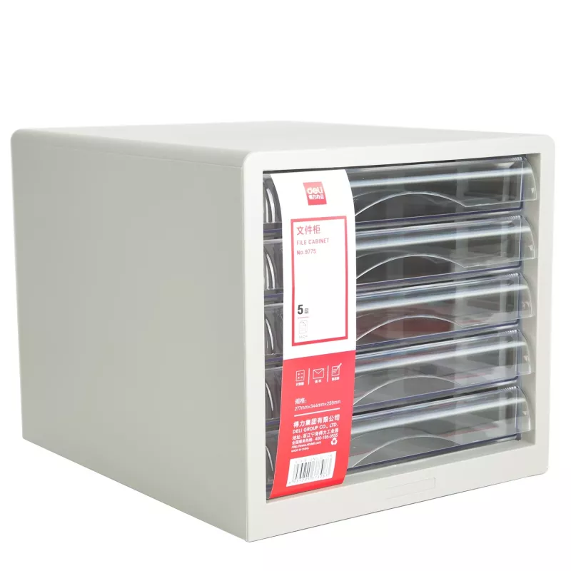 Deli Unidad de cajones de escritorio 5 cajones 27,5x34x26 cm Gris claro