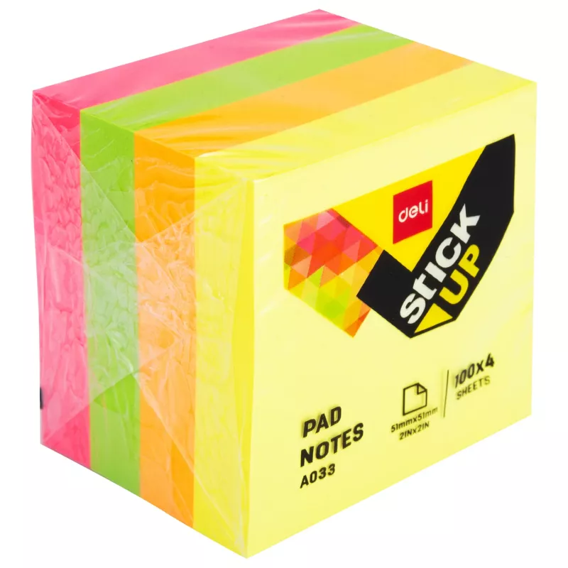 Deli Stick-up notas autoadhesivas EA03303, 400 hojas, colores variados, 5,1 x 5,1 cm