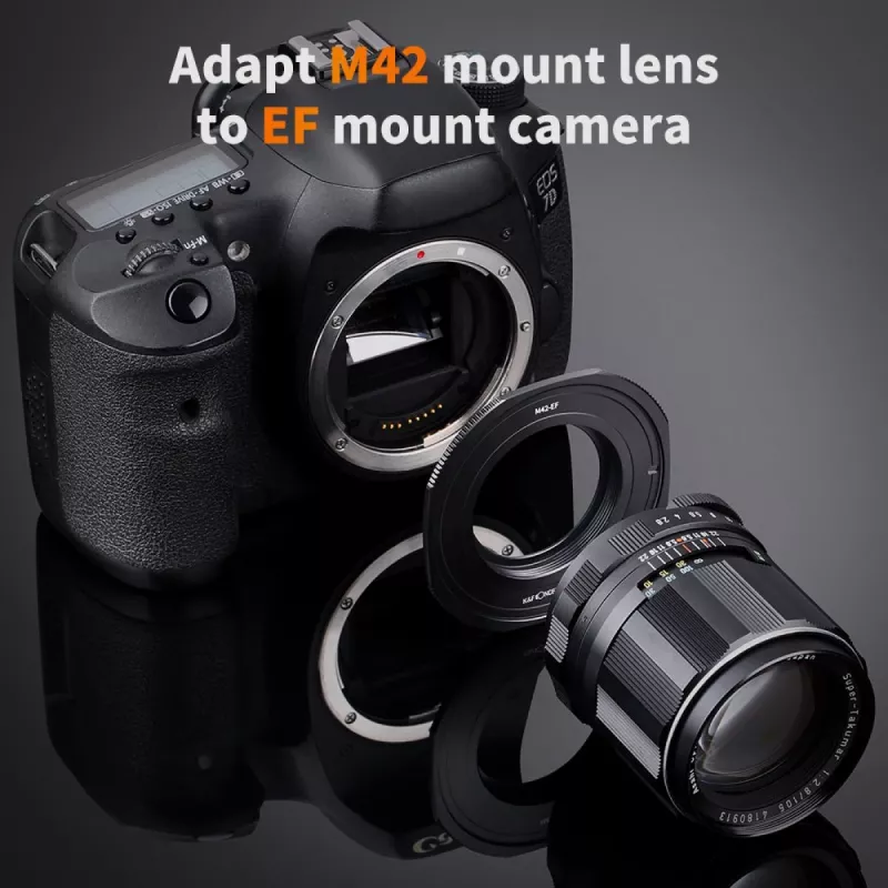 K&F Concept Adaptador de Objetivo PRO Canon EOS EF/EF-S a Cuerpo M42 - Negro