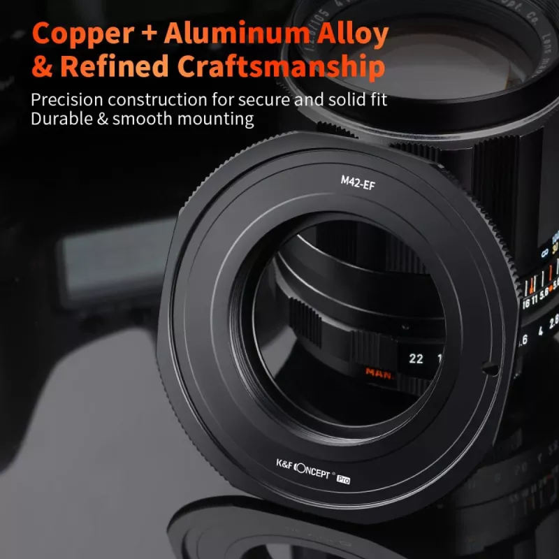 K&F Concept Adaptador de Objetivo PRO Canon EOS EF/EF-S a Cuerpo M42 - Negro
