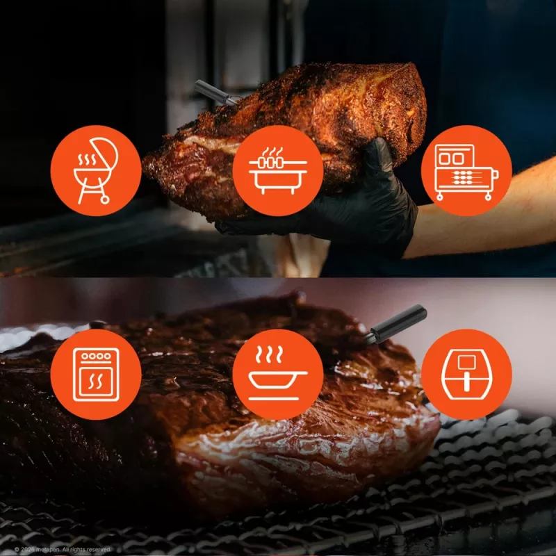 Meatmeet Pro Termómetro inteligente de cocina con app Bluetooth/WiFi para parrilla, horno, ahumador - Negro