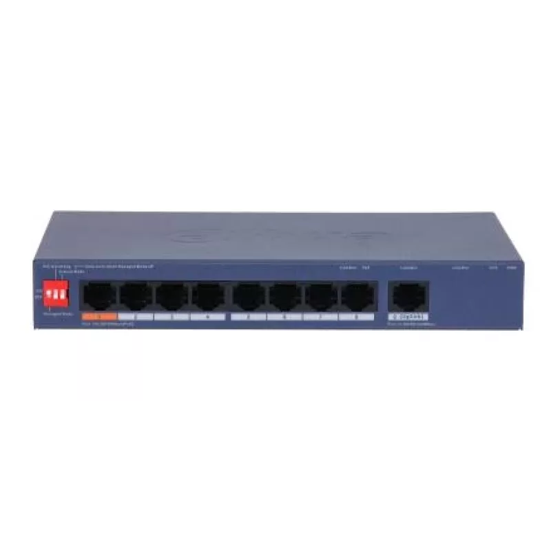 DAHUA CS4009-8ET1GT-60 switch gestionado L2 con 8 puertos PoE y 1 uplink Gigabit, presupuesto PoE 60W