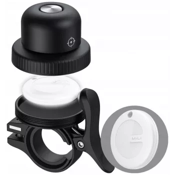 MiLi MiBell AND timbre inteligente para bicicleta con alarma antirrobo y seguimiento GPS, negro