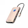 ORICO XCR docking station USB-C 12 en 1 con RGB, 2x USB-A 3.1, 1x USB-A 2.0, 1x USB-C PD 100W, 1x USB-C 3.1, 2x HDMI 2.0 4K 60Hz, 1x VGA 1080p, microSD/SD 3.0, RJ45 Gigabit Ethernet, 3.5mm Audio CTIA - oro rosa