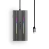 ORICO XCR docking station USB-C 12 en 1 con RGB, 3x USB-A, USB-C PD 100W, HDMI 4K, VGA, RJ45 Gigabit, lector de tarjetas SD/microSD - gris
