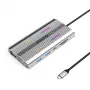 ORICO XCR docking station USB-C 12 en 1 con RGB, 3x USB-A, USB-C PD 100W, HDMI 4K, VGA, RJ45 Gigabit, lector de tarjetas SD/microSD - plata