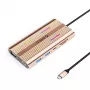 ORICO XDR docking station USB-C 12 en 1 RGB, 3x USB-A, USB-C PD 100W, HDMI 4K, VGA, RJ45 Gigabit, lector de tarjetas SD/microSD - Rose Gold